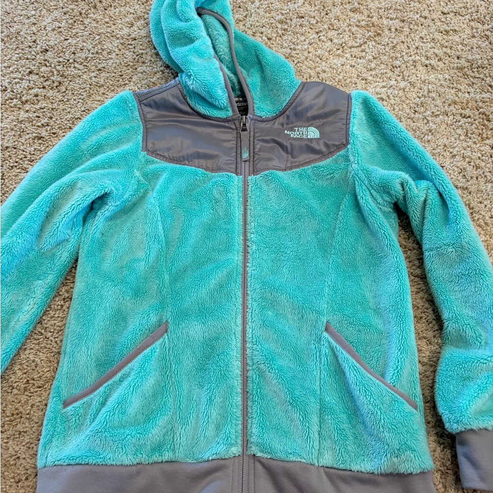 The North Face Aqua and Gray Fleece Jacket